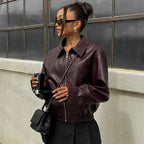 Vintage Wine Red Loose Jacket