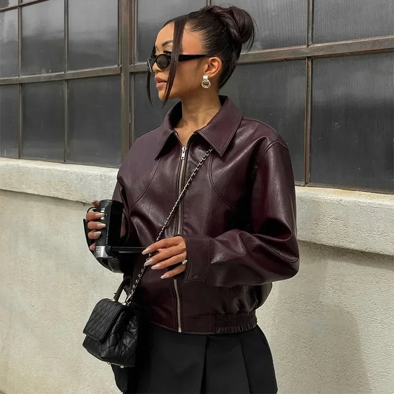 Vintage Wine Red Loose Jacket
