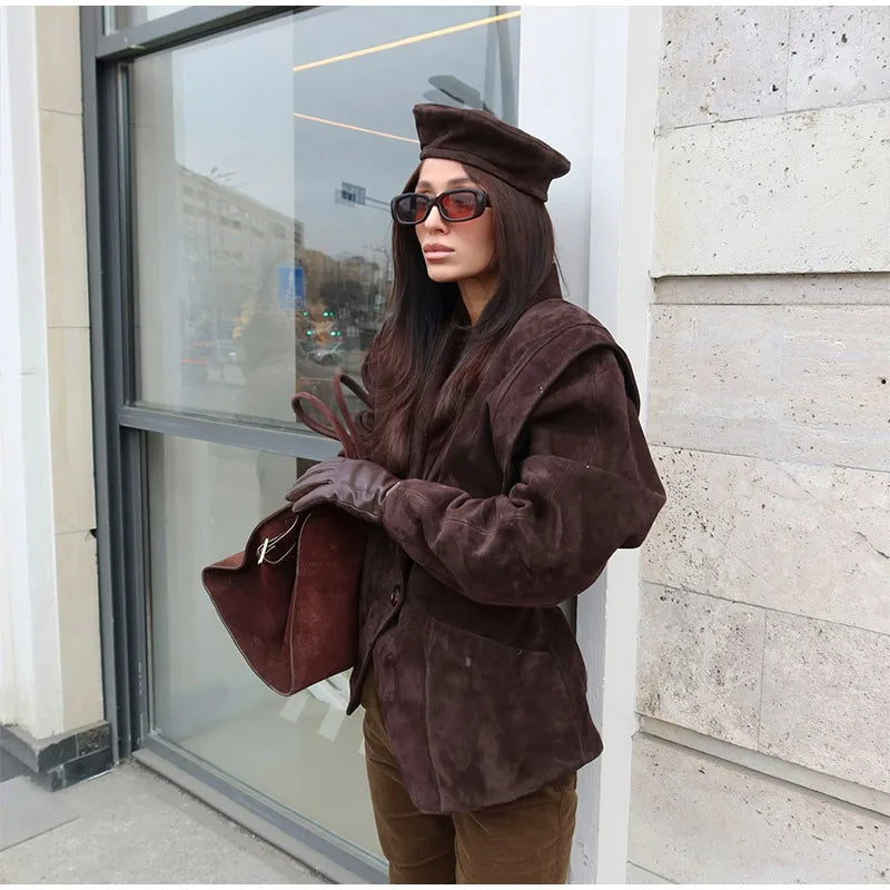 Retro Brown Up Suede Jacket