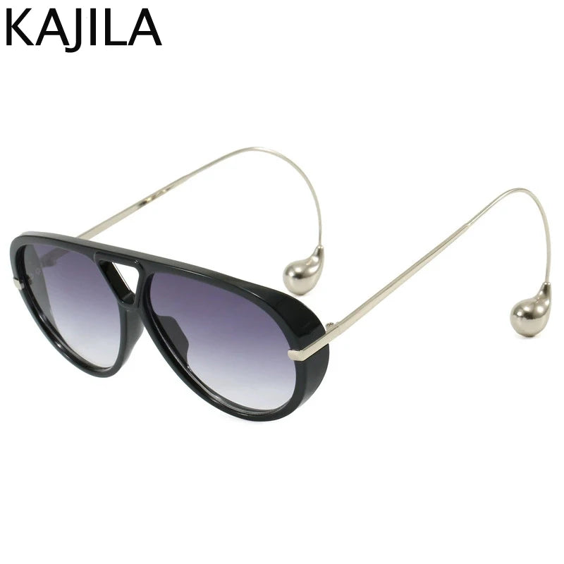Oversized Pilot Oval Punk Sunglasses