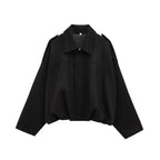 Women Brown Green Suede Jacket Loose