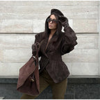 Retro Brown Up Suede Jacket