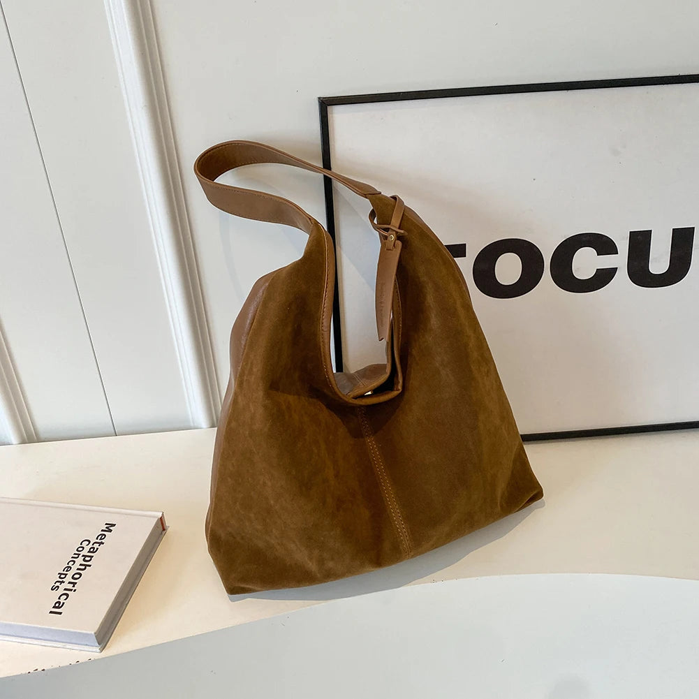 Suede Hobo Bag Vintage Shoulder