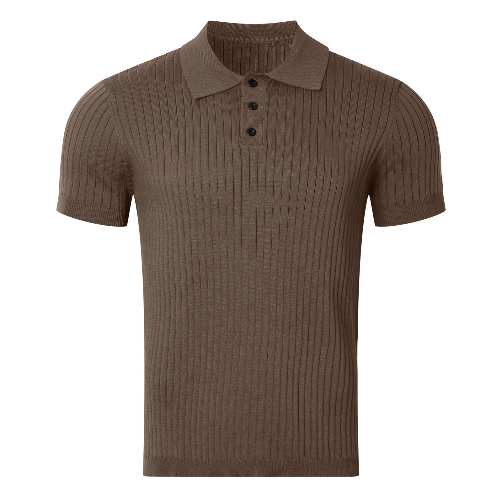 Clothing Retro Knit Lapel Striped Polo Shirt