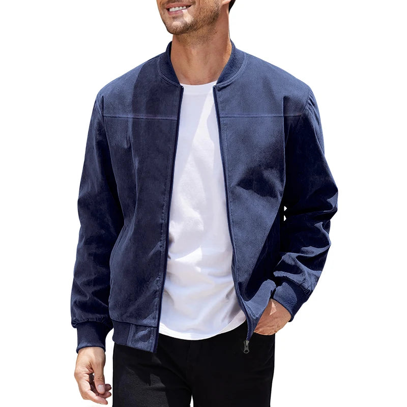 suede nap fabric casual jacket Round neck