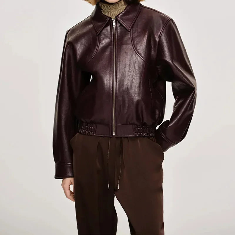 Vintage Wine Red Loose Jacket