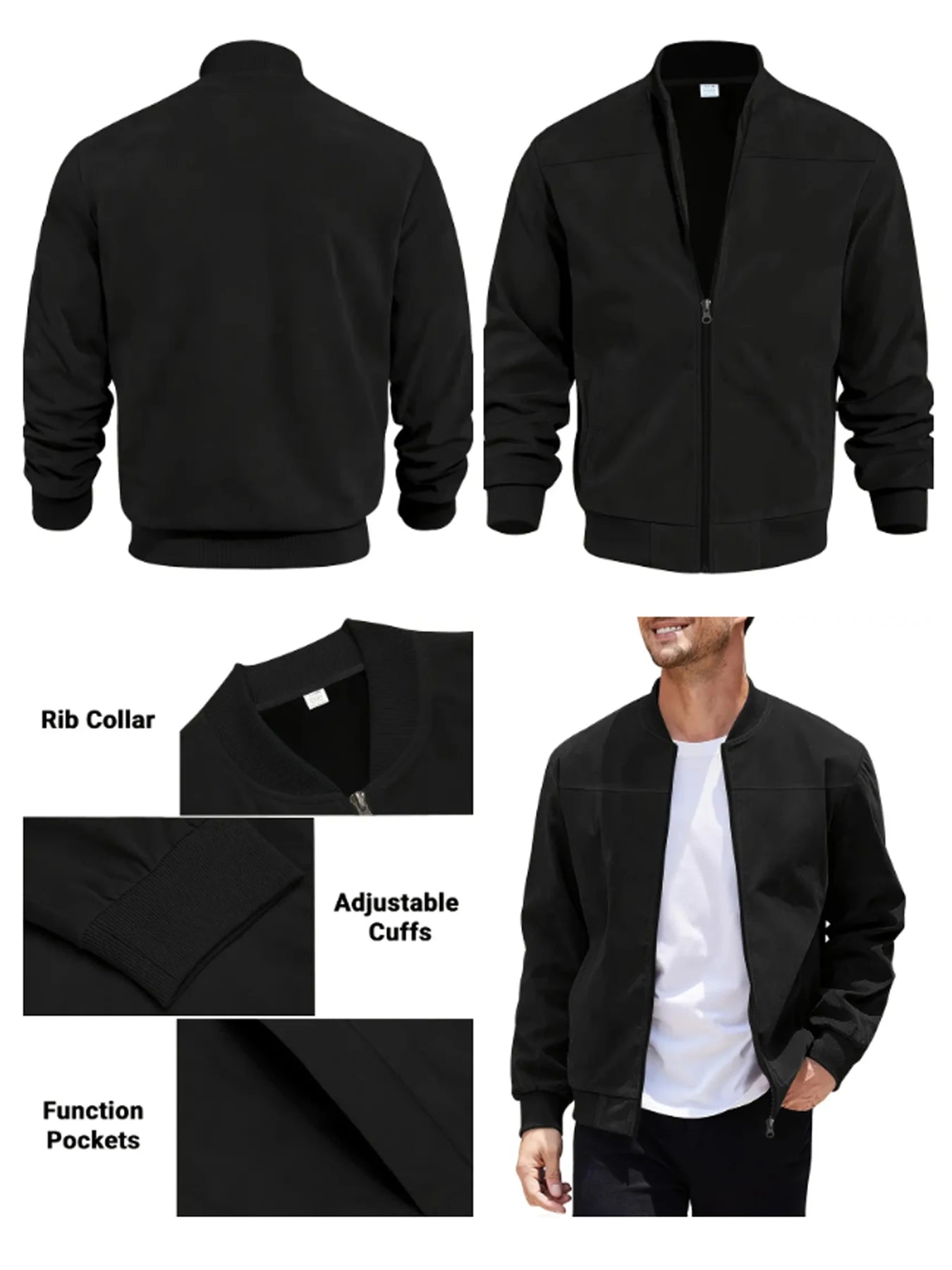 suede nap fabric casual jacket Round neck