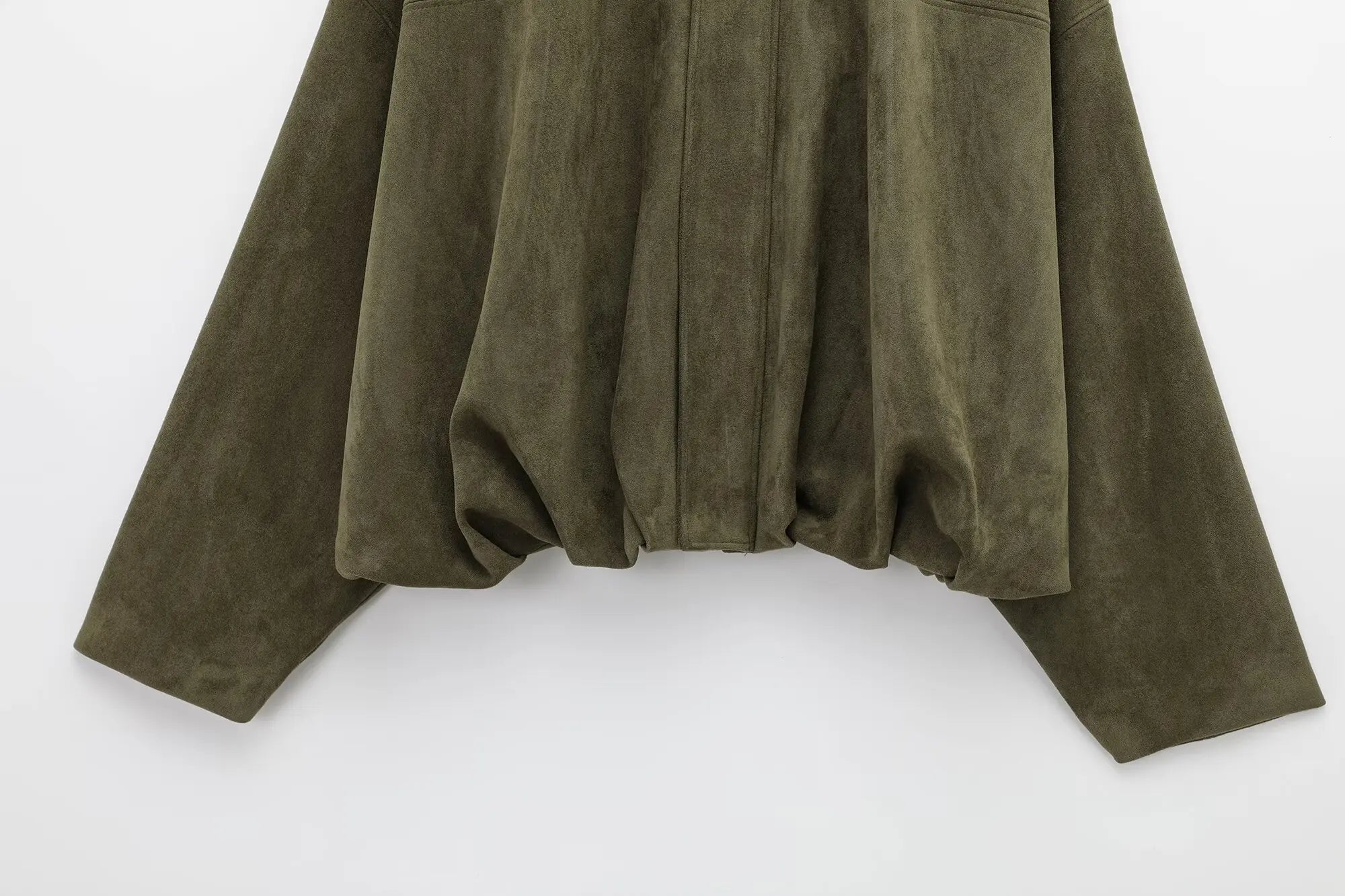 Women Brown Green Suede Jacket Loose