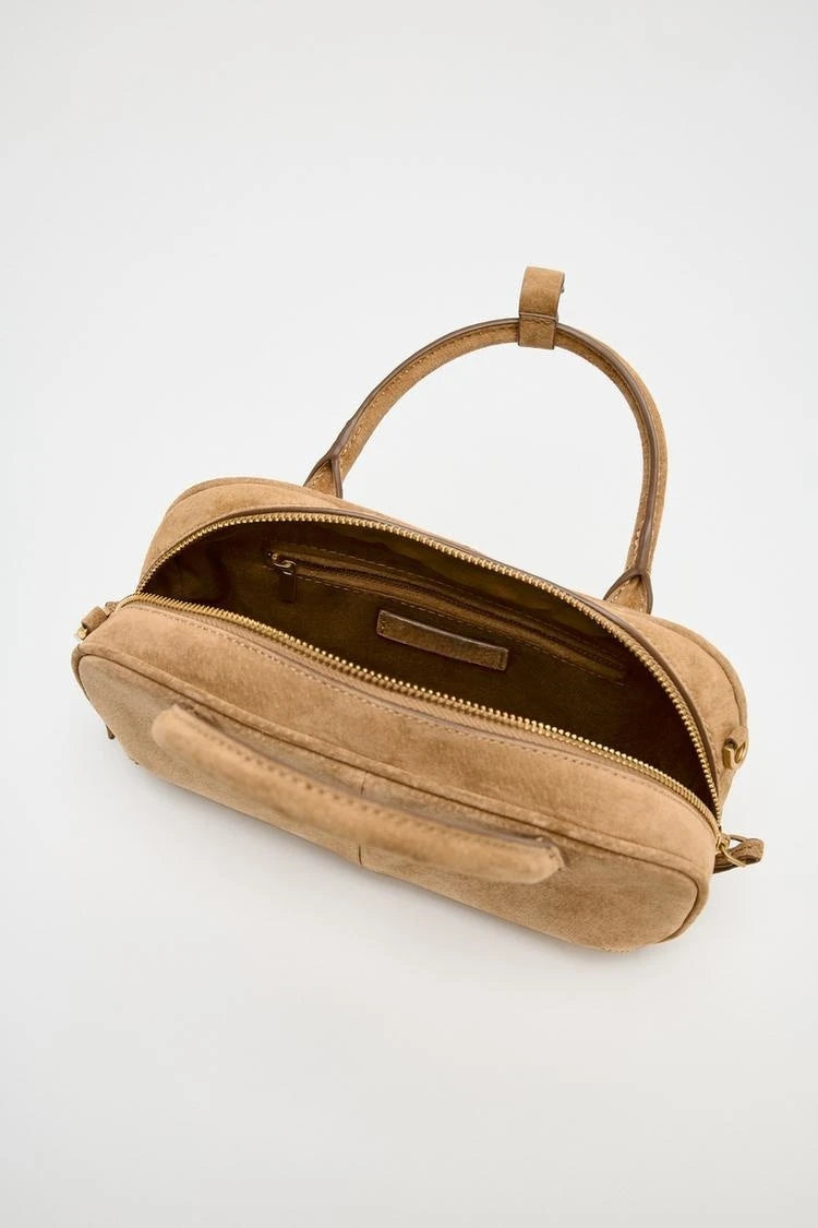 Mini Double Handle Suede Bag
