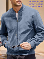 suede nap fabric casual jacket Round neck