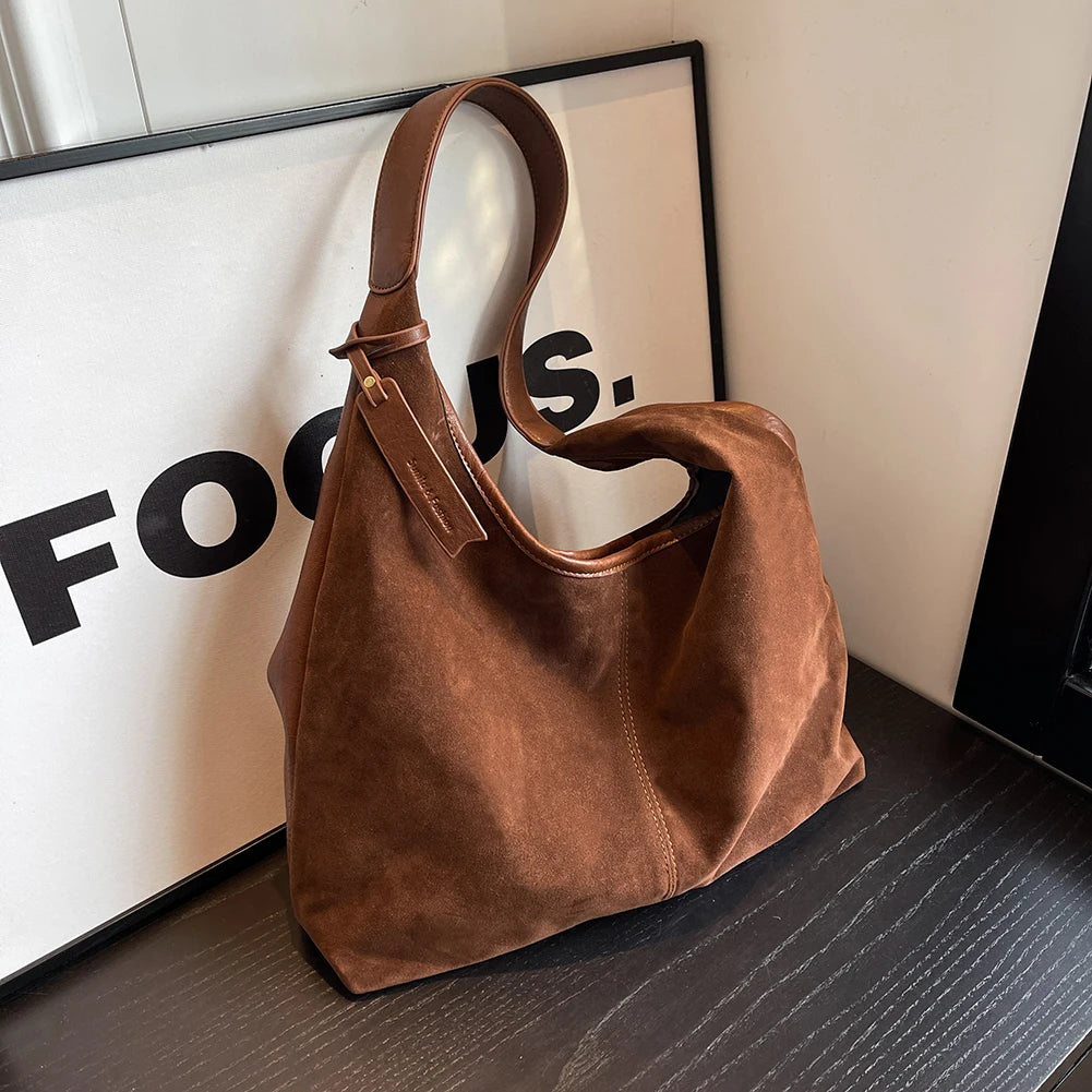 Suede Hobo Bag Vintage Shoulder