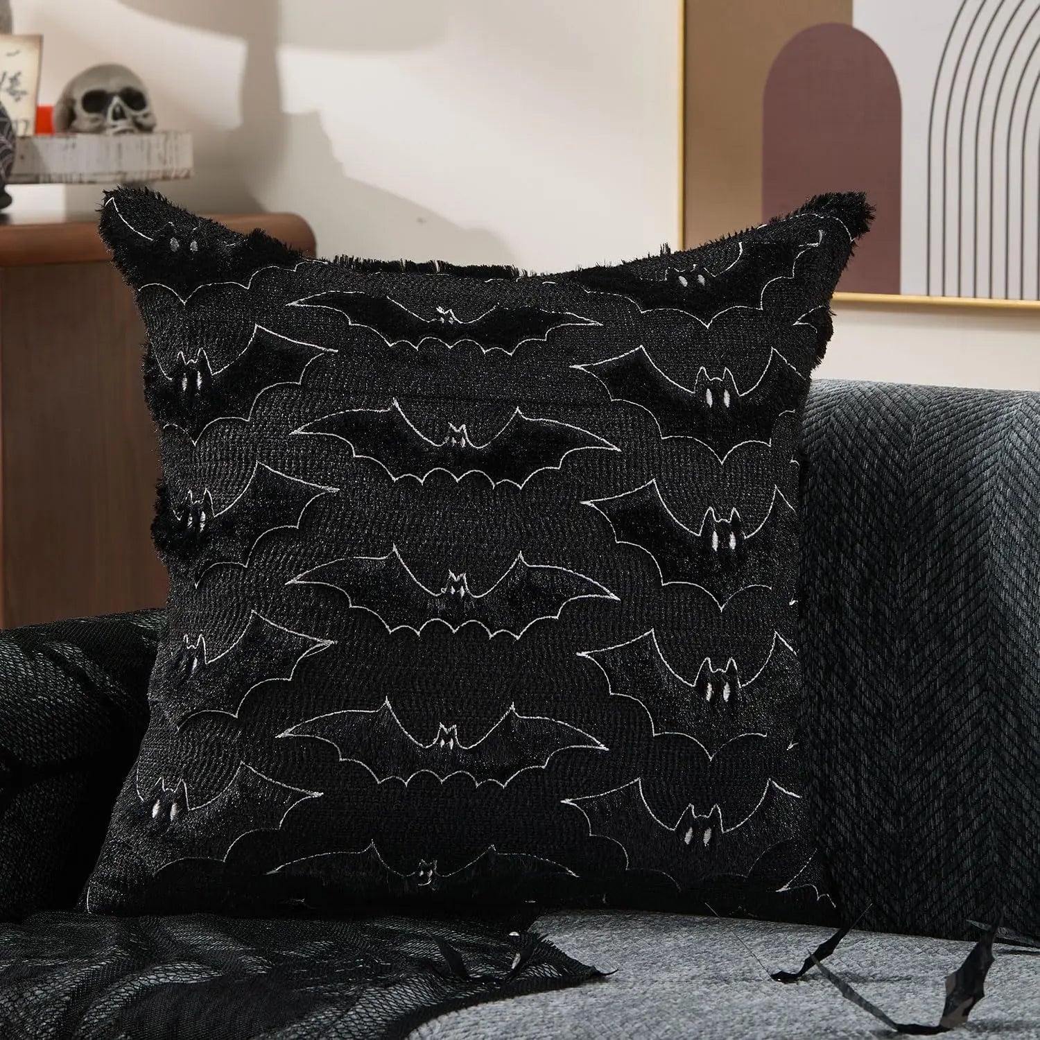 Ghost Pumpkin Plush Faux Fur Pillow Covers
