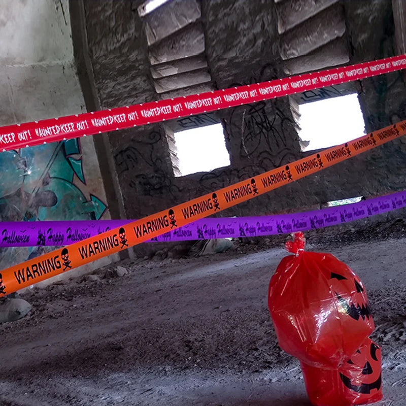 1PC Halloween Props Window Prop Warning line Plastic Skull