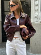 Vintage Wine Red Loose Jacket
