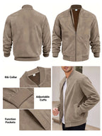 suede nap fabric casual jacket Round neck