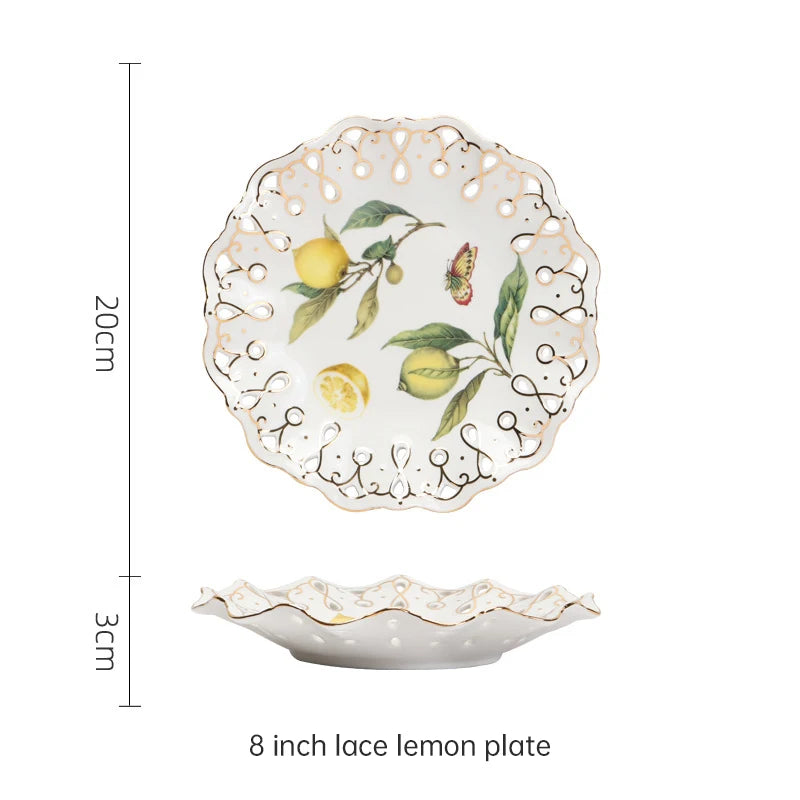 European Lemon Espresso Cups Retro Elegant Ceramic