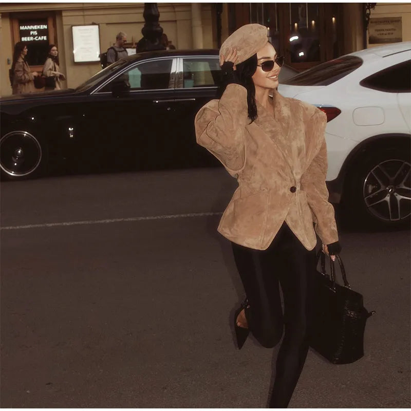 Retro Brown Up Suede Jacket