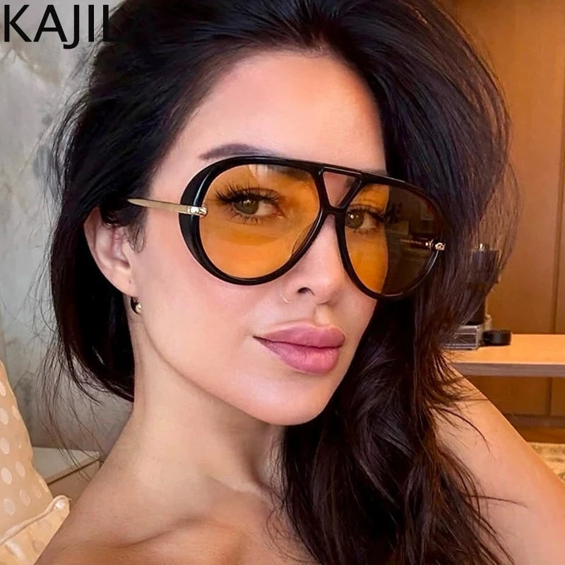 Oversized Pilot Oval Punk Sunglasses