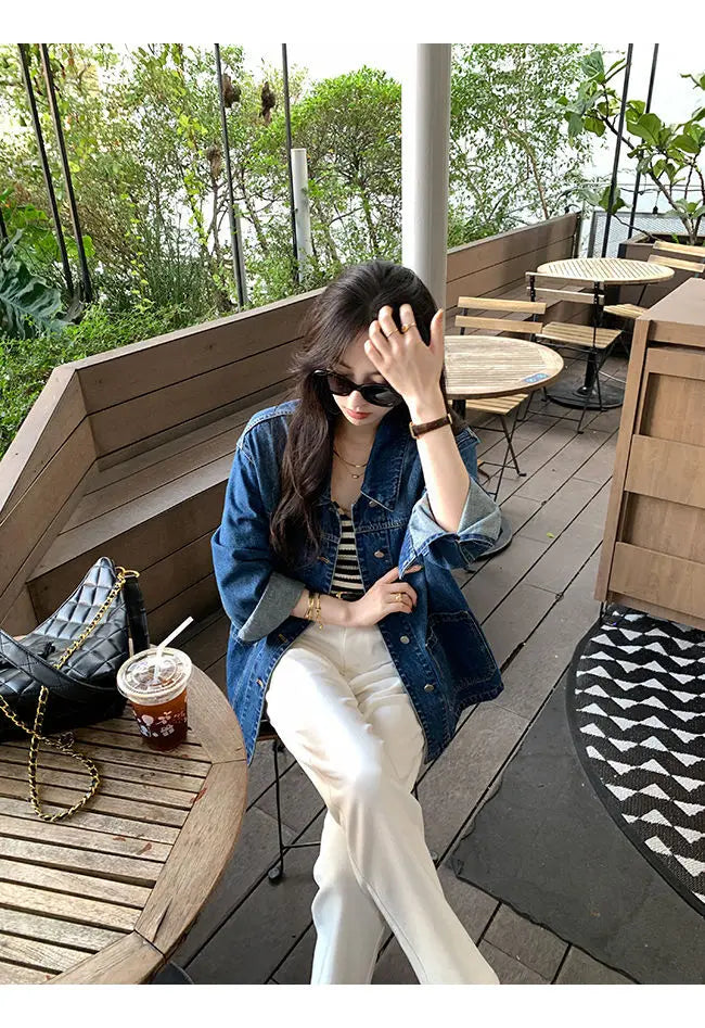 Casual Loose Denim Pockets Retro Jacket
