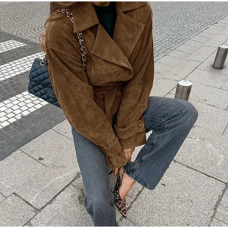 Retro Brown Up Suede Jacket