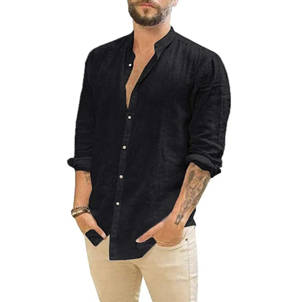 Cotton Linen Long-Sleeved Shirts Summer