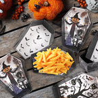 12/24Pcs Halloween Coffin Paper Food Serving Trays Candy
