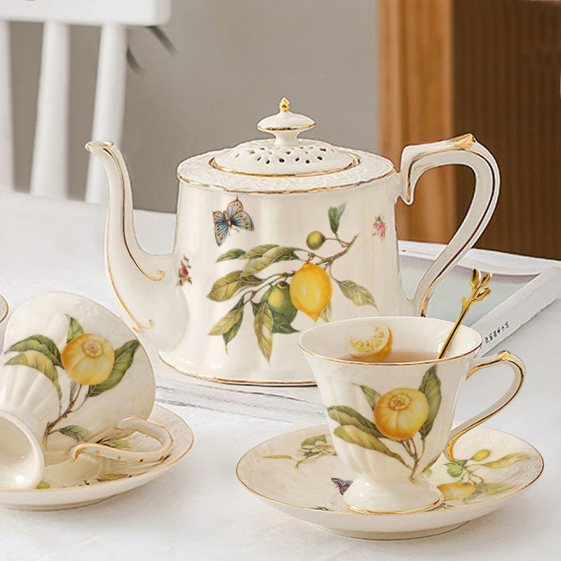 European Lemon Espresso Cups Retro Elegant Ceramic