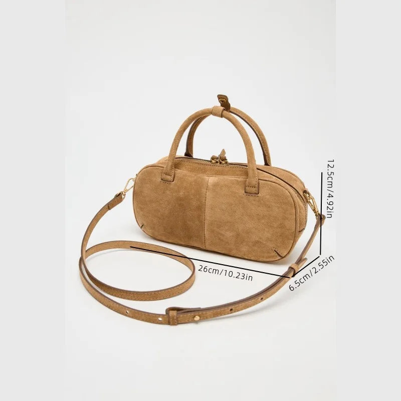 Mini Double Handle Suede Bag