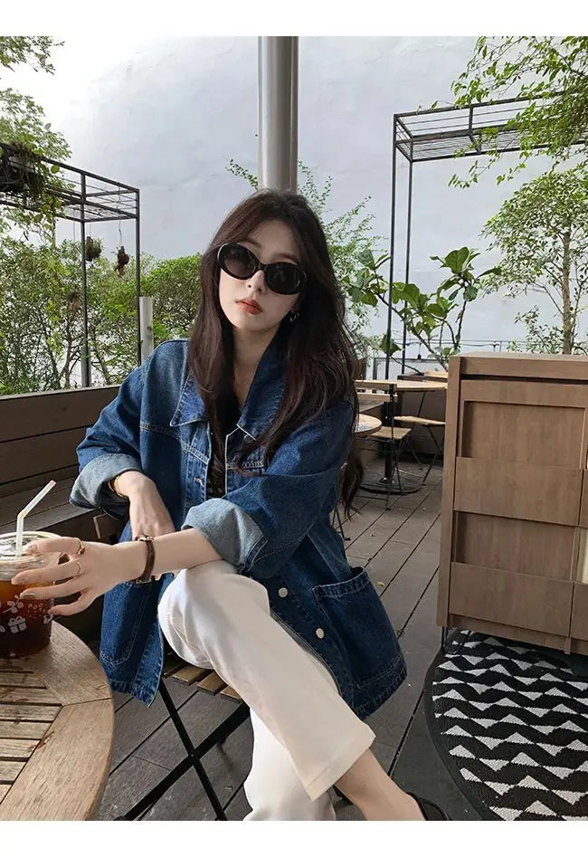 Casual Loose Denim Pockets Retro Jacket