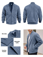 suede nap fabric casual jacket Round neck