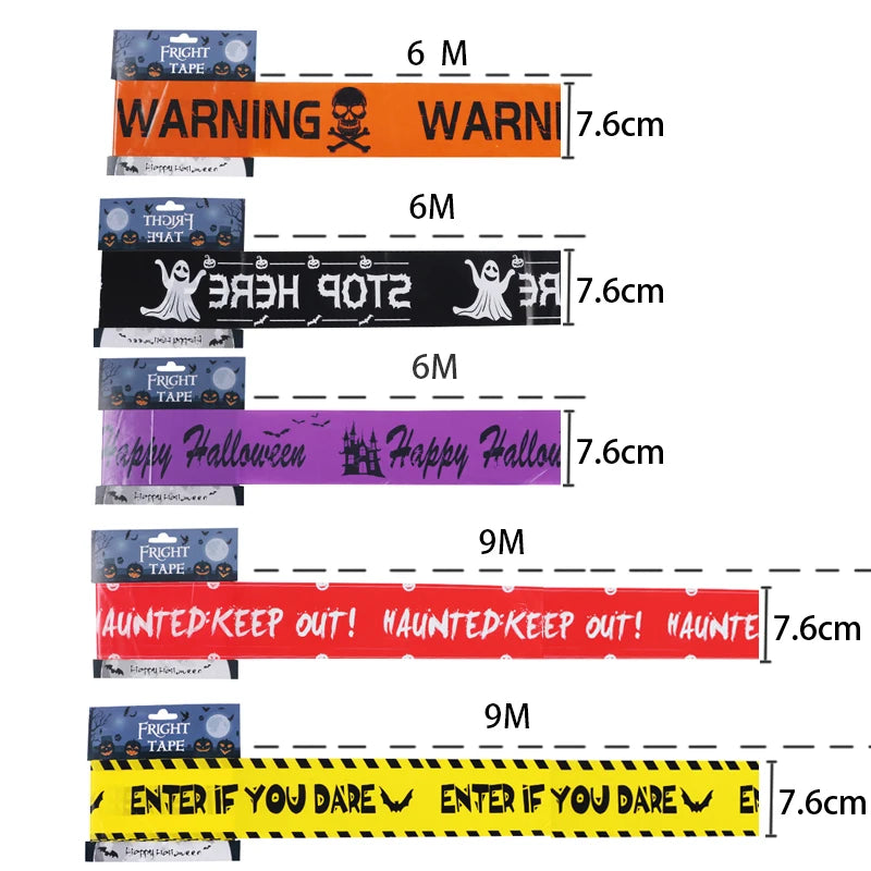 1PC Halloween Props Window Prop Warning line Plastic Skull