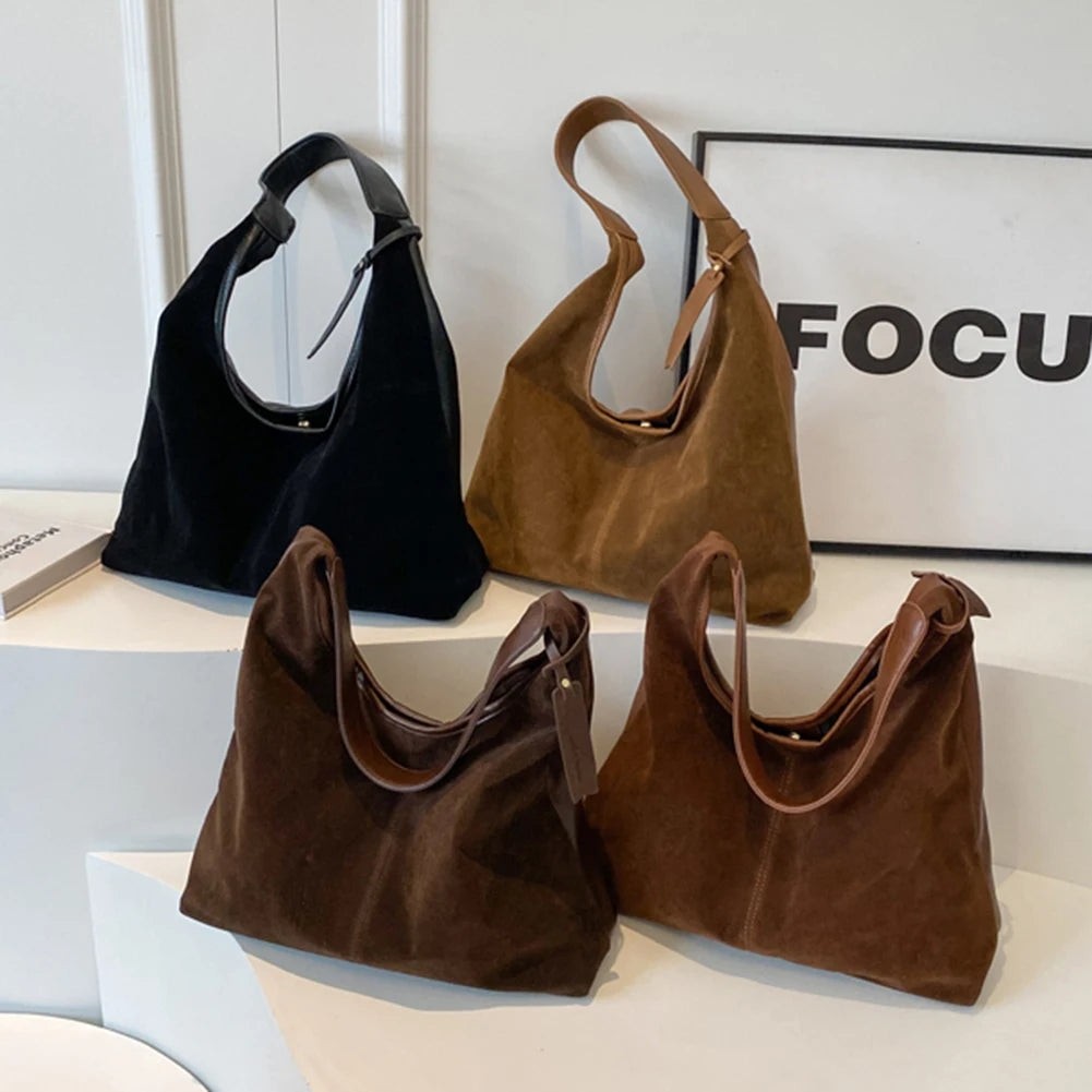 Suede Hobo Bag Vintage Shoulder