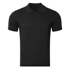 Clothing Retro Knit Lapel Striped Polo Shirt