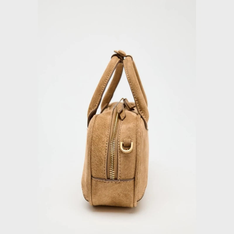 Mini Double Handle Suede Bag