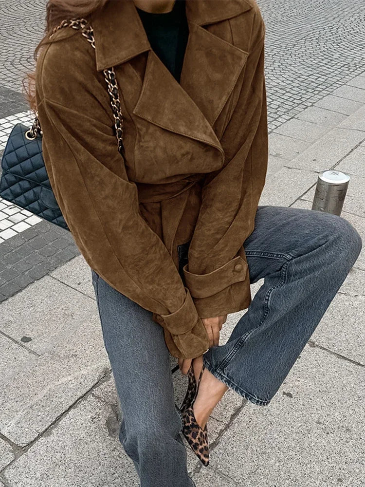 Retro Brown Up Suede Jacket
