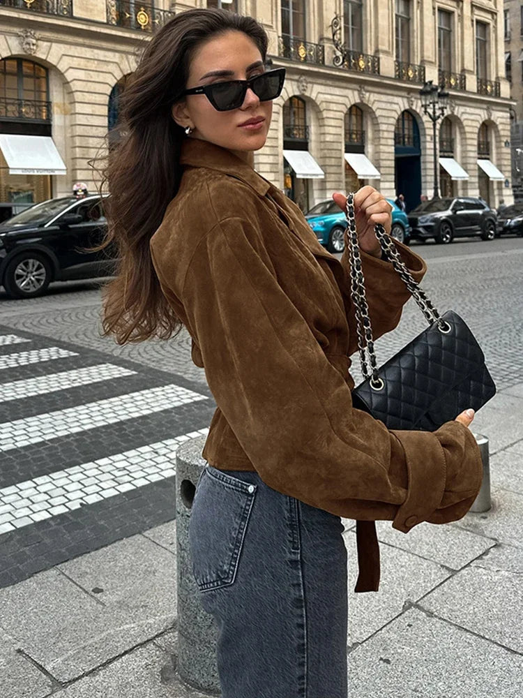 Retro Brown Up Suede Jacket
