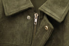 Women Brown Green Suede Jacket Loose