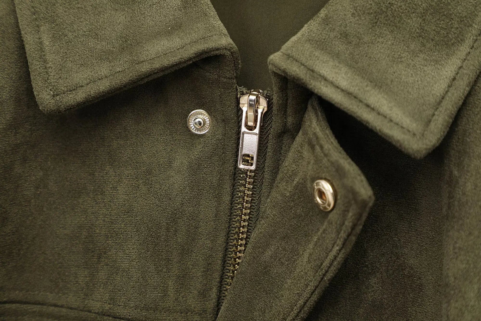Women Brown Green Suede Jacket Loose