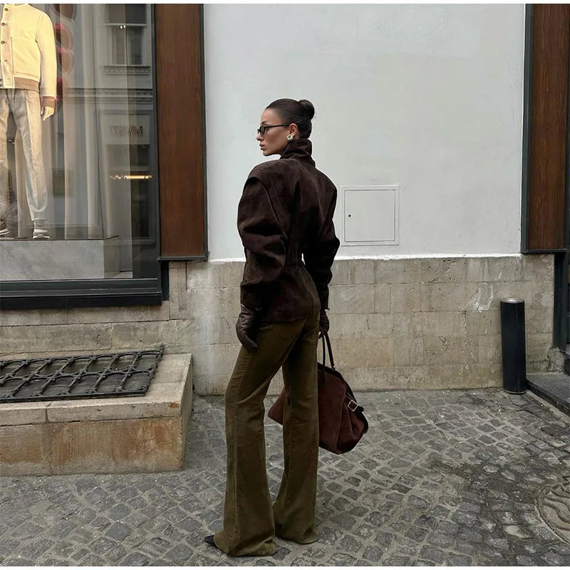 Retro Brown Up Suede Jacket