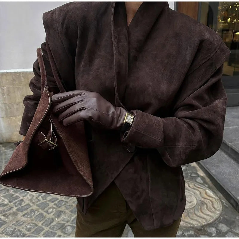 Retro Brown Up Suede Jacket