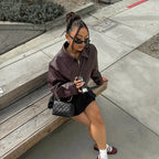 Vintage Wine Red Loose Jacket
