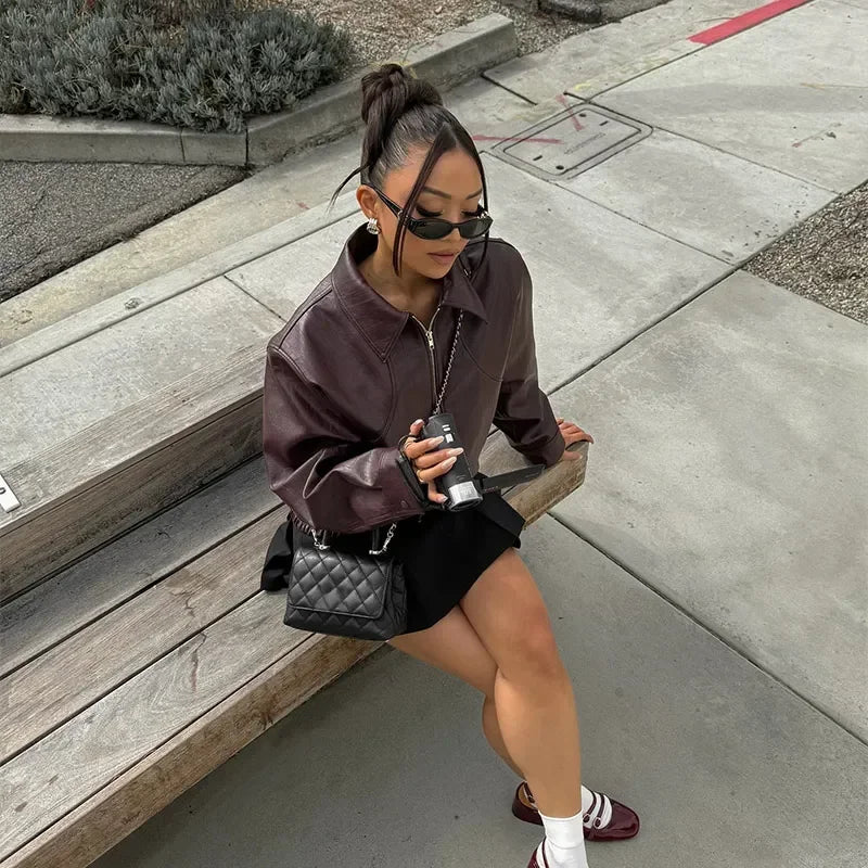 Vintage Wine Red Loose Jacket