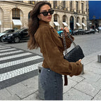 Retro Brown Up Suede Jacket