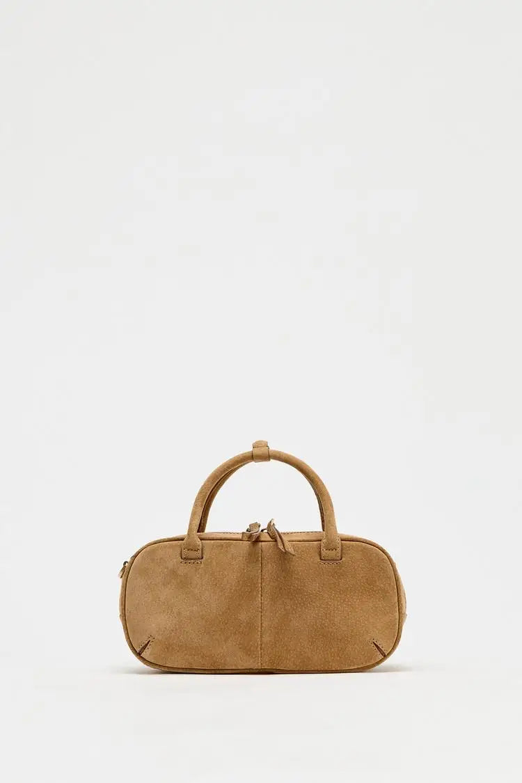 Mini Double Handle Suede Bag