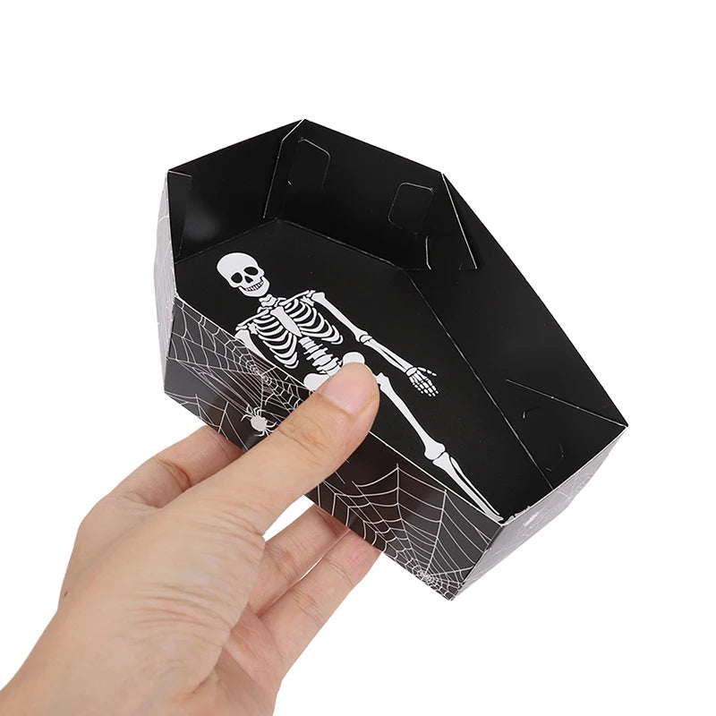 12/24Pcs Halloween Coffin Paper Food Serving Trays Candy
