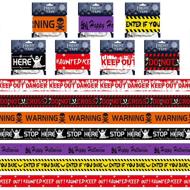 1PC Halloween Props Window Prop Warning line Plastic Skull