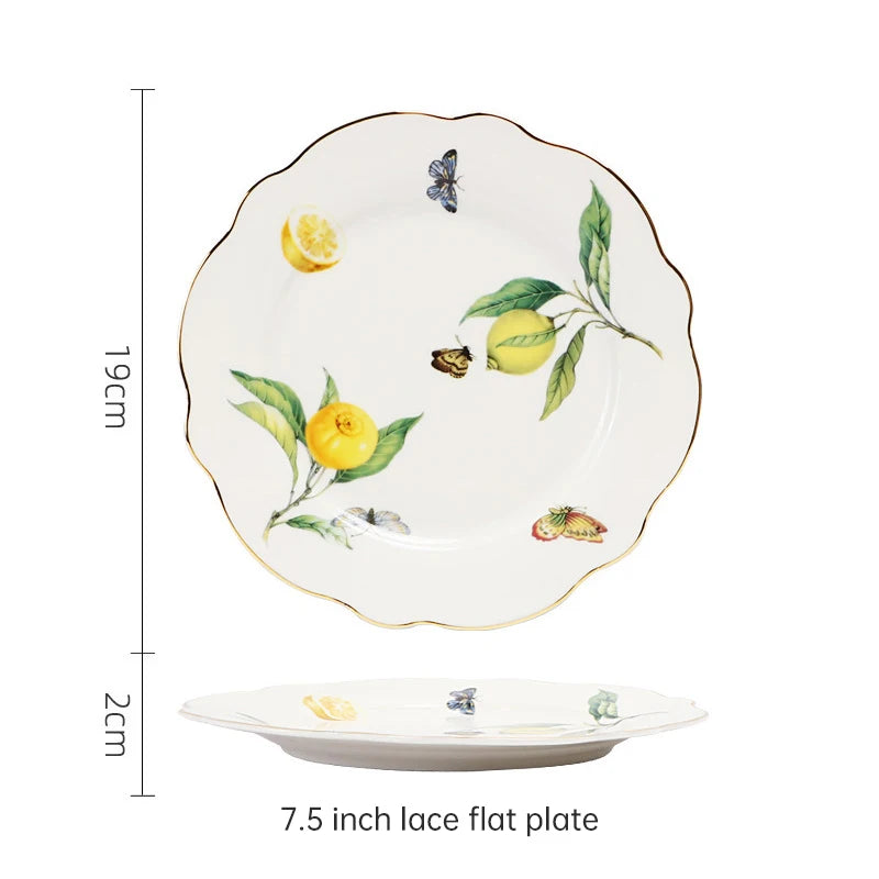 European Lemon Espresso Cups Retro Elegant Ceramic