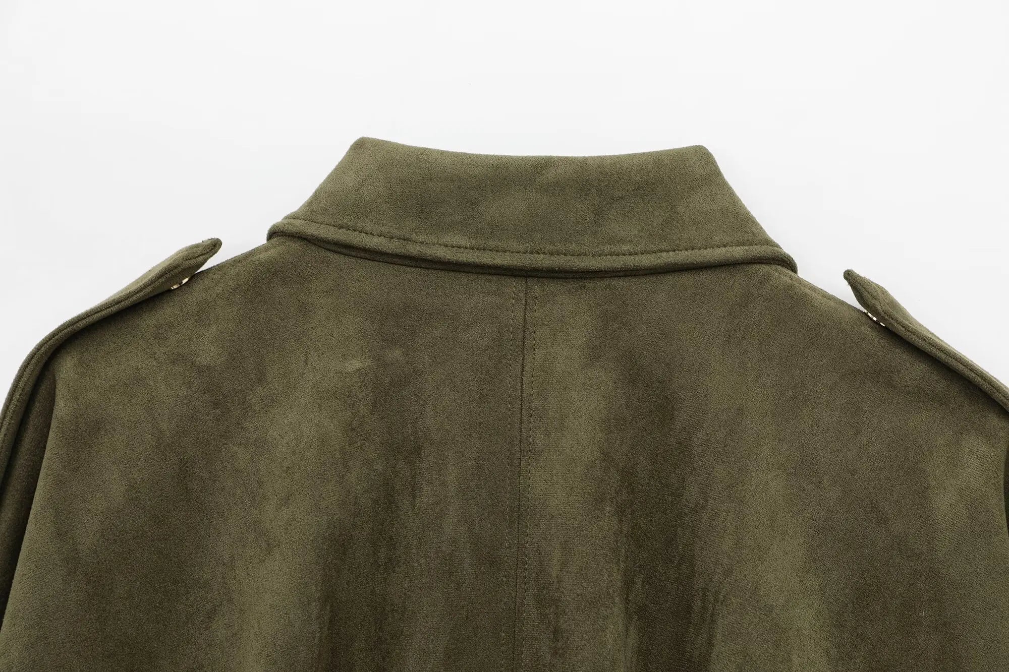 Women Brown Green Suede Jacket Loose
